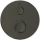 Runder Brausethermostat in Magnetic Grey von Ideal Standard mit zwei Reglern zur Temperatureinstellung und Anzeige für die Zieltemperatur.